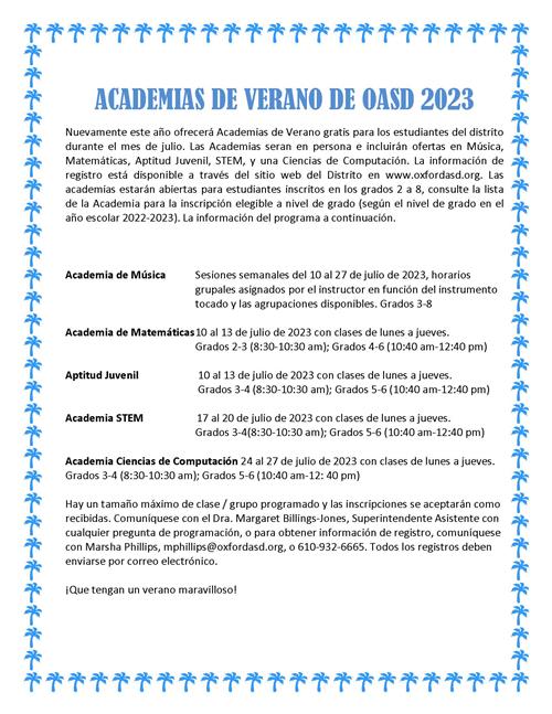 Acadmias de verano de oasd